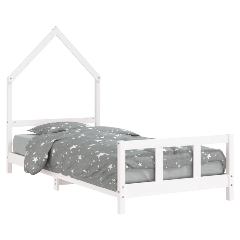 vidaXL fehér tömör fenyőfa gyerekágykeret 90 x 200 cm
