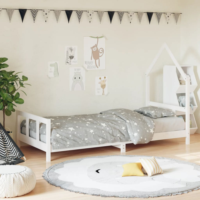 vidaXL fehér tömör fenyőfa gyerekágykeret 90 x 200 cm