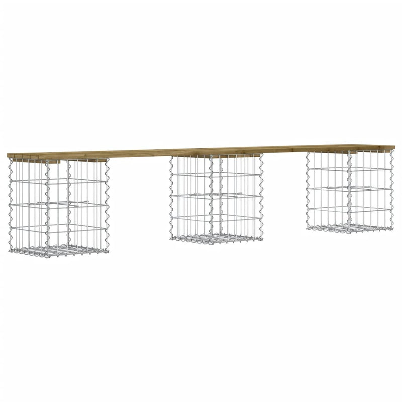 vidaXL impregnált fenyőfa gabion kerti pad 203 x 31 x 42 cm