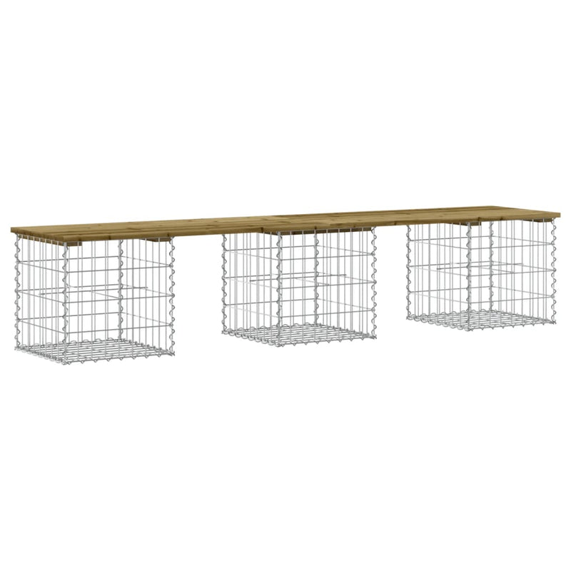 vidaXL impregnált fenyőfa gabion kerti pad 203 x 44 x 42 cm