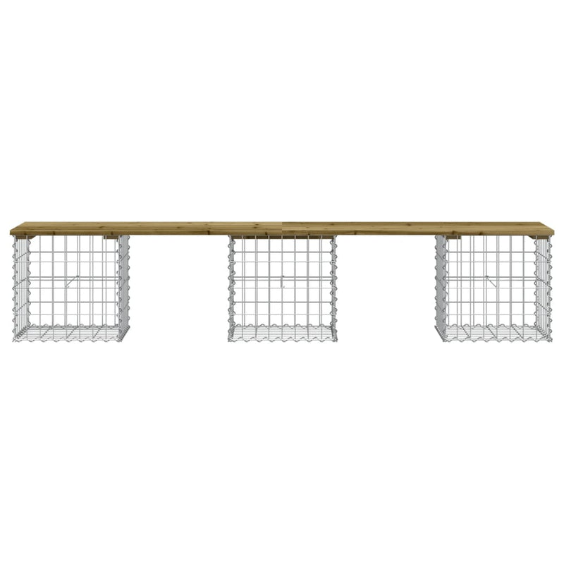 vidaXL impregnált fenyőfa gabion kerti pad 203 x 44 x 42 cm