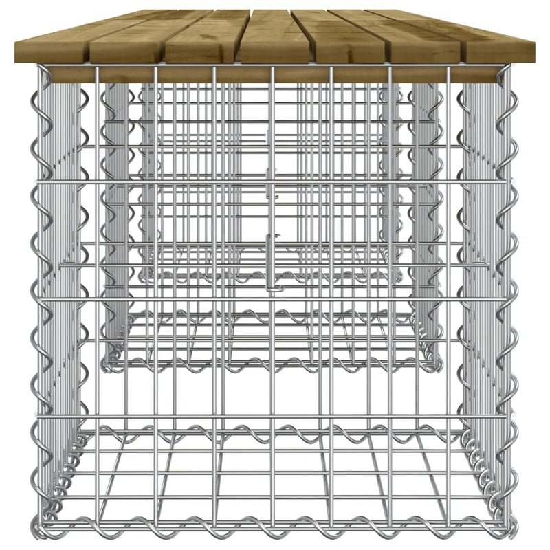 vidaXL impregnált fenyőfa gabion kerti pad 203 x 44 x 42 cm