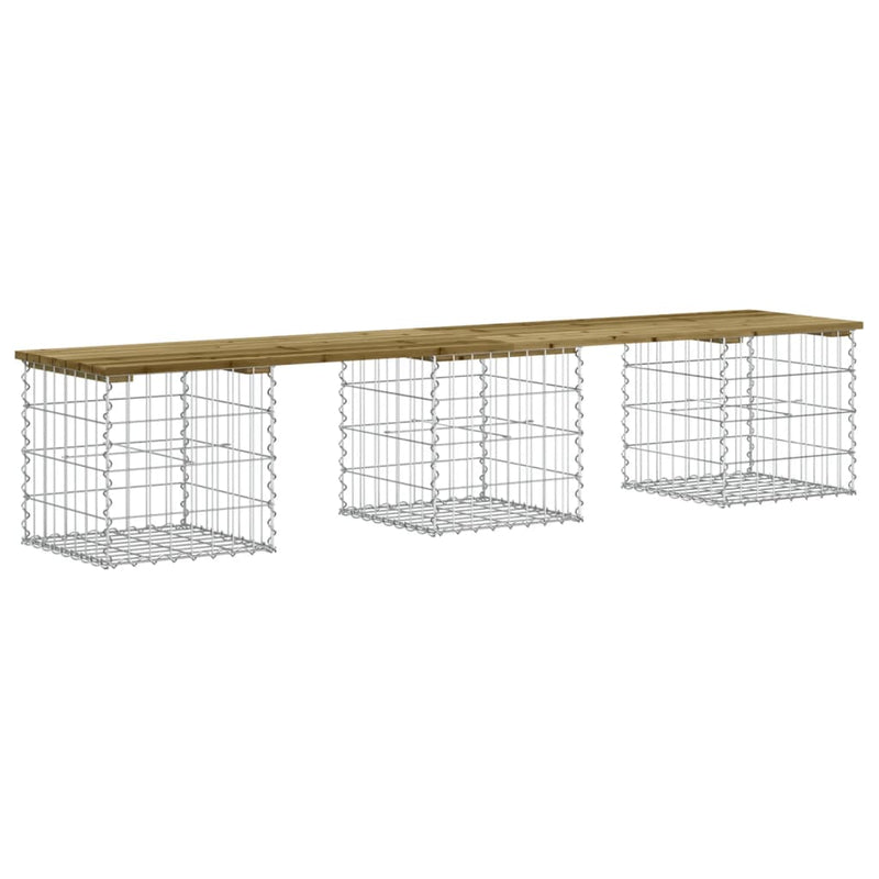 vidaXL impregnált fenyőfa gabion kerti pad 203 x 44 x 42 cm