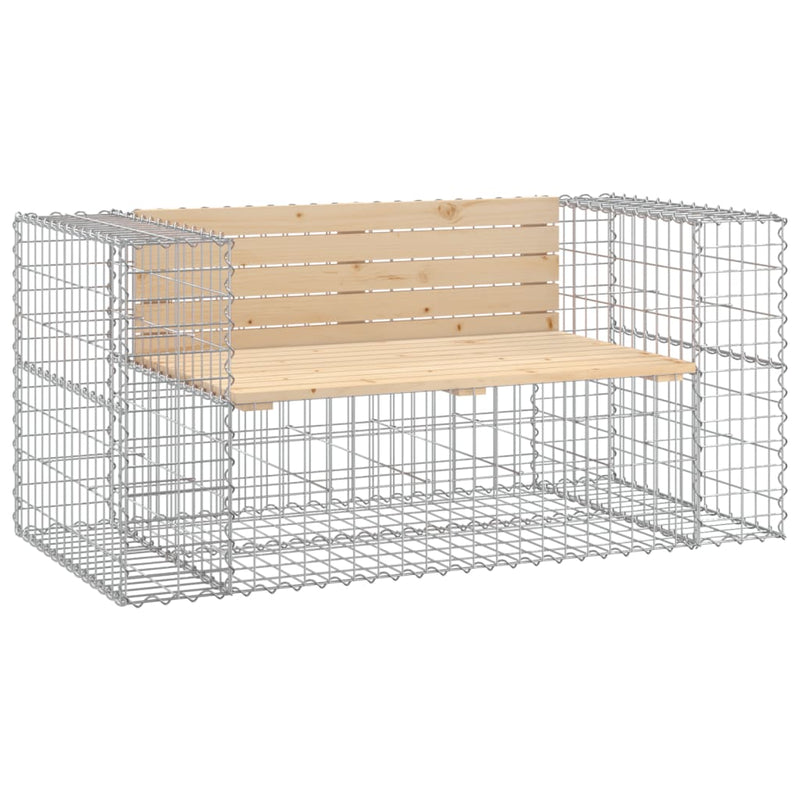 vidaXL tömör fenyőfa gabion kerti pad 143x71x65,5 cm