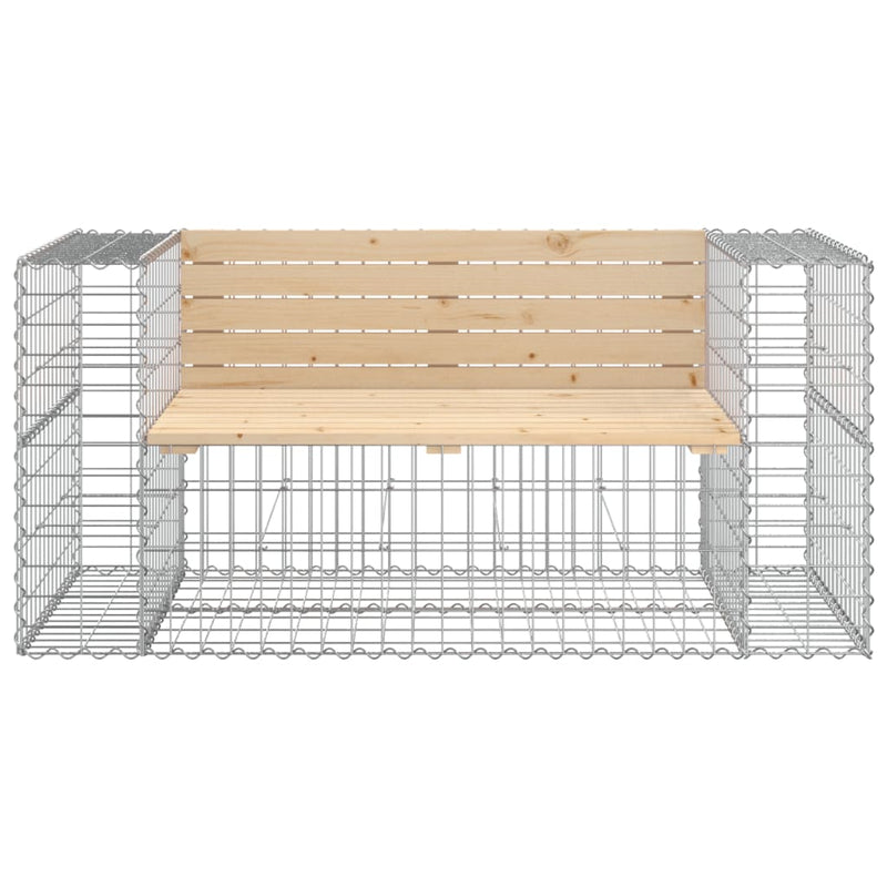 vidaXL tömör fenyőfa gabion kerti pad 143x71x65,5 cm