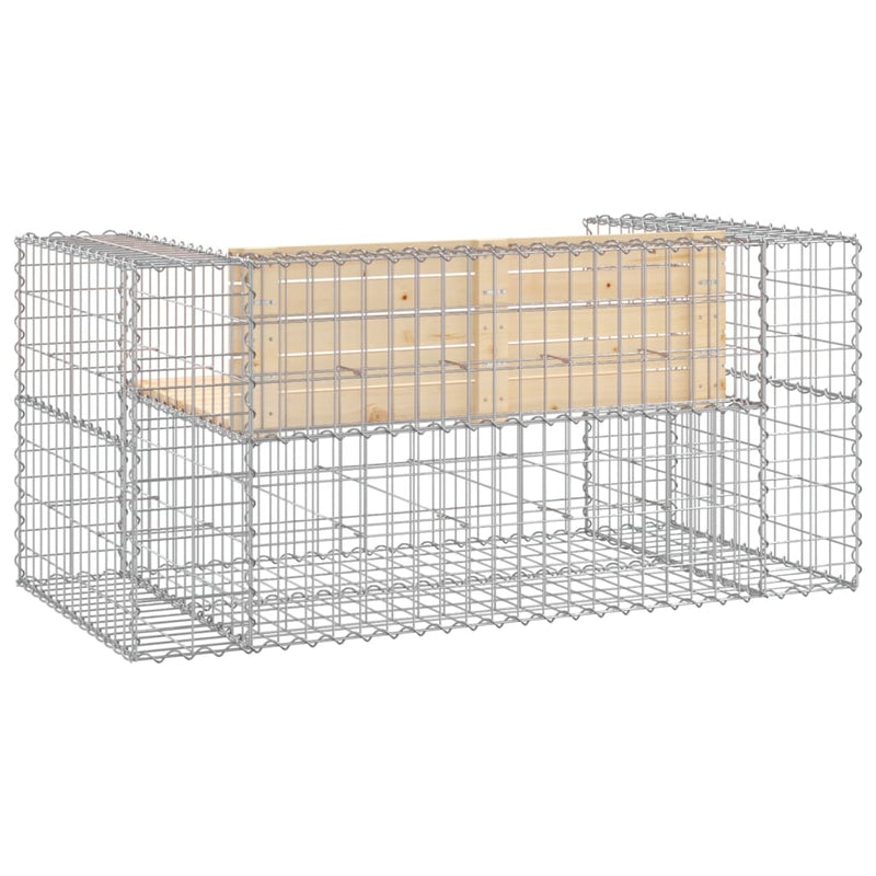 vidaXL tömör fenyőfa gabion kerti pad 143x71x65,5 cm