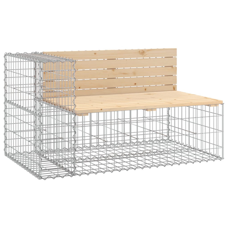 vidaXL tömör fenyőfa gabion kerti pad 122x71x65,5 cm
