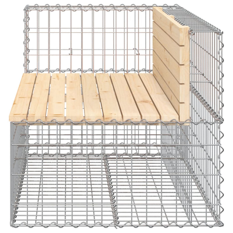 vidaXL tömör fenyőfa gabion kerti pad 122x71x65,5 cm