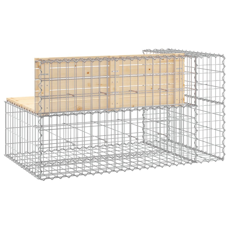 vidaXL tömör fenyőfa gabion kerti pad 122x71x65,5 cm