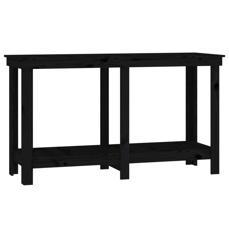 vidaXL fekete tömör fenyőfa munkapad 140 x 50 x 80 cm
