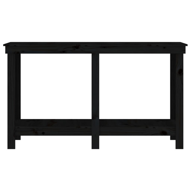 vidaXL fekete tömör fenyőfa munkapad 140 x 50 x 80 cm