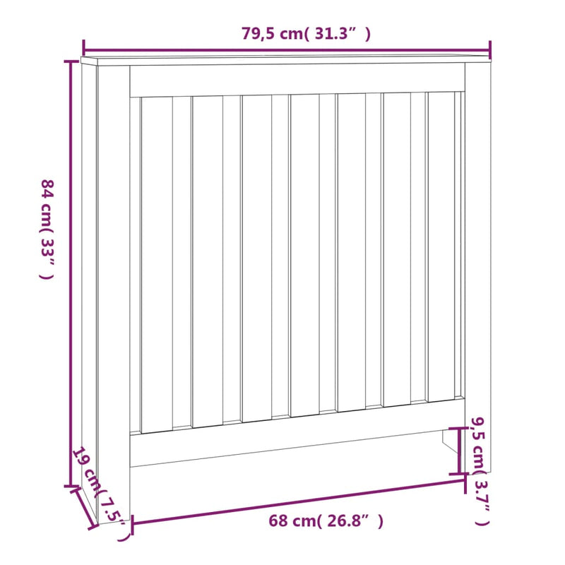 vidaXL tömör fenyőfa radiátorburkolat 79,5 x 19 x 84 cm