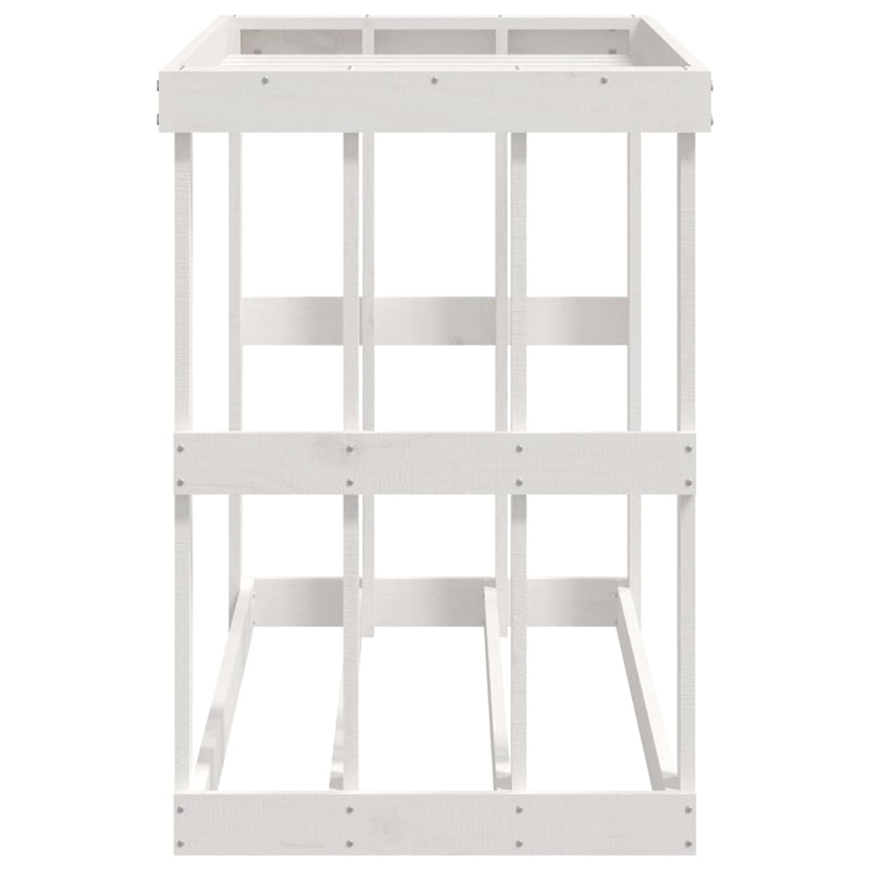 vidaXL fehér tömör fenyőfa kültéri rönktároló 108x52x74 cm