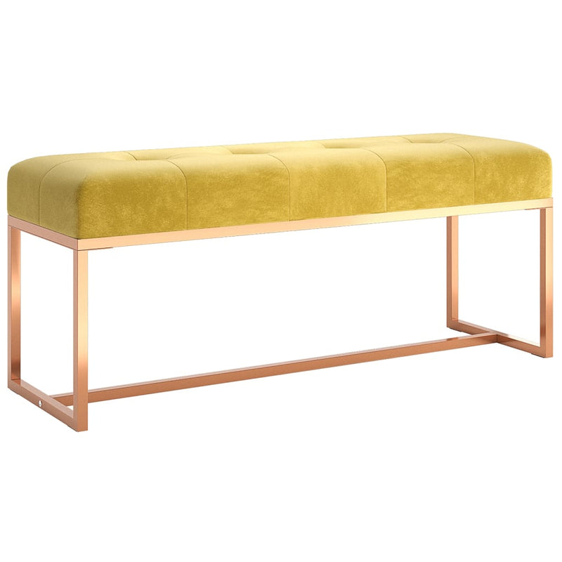 vidaXL mustársárga bársony pad 110 x 36 x 45 cm