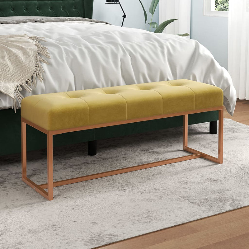 vidaXL mustársárga bársony pad 110 x 36 x 45 cm