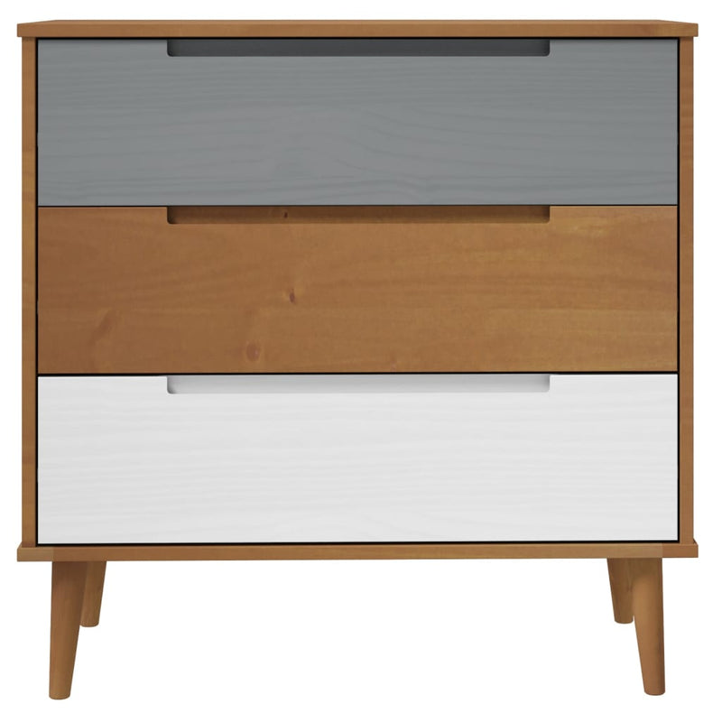 vidaXL MOLDE barna tömör fenyőfa fiókos szekrény 80 x 40 x 80 cm