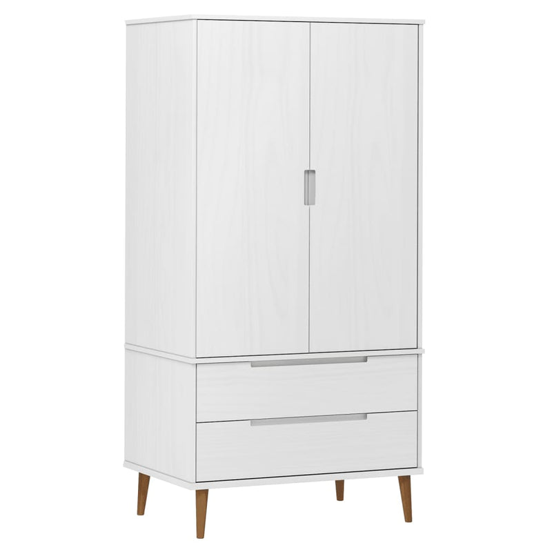 vidaXL MOLDE fehér tömör fenyőfa gardrób 90 x 55 x 175 cm