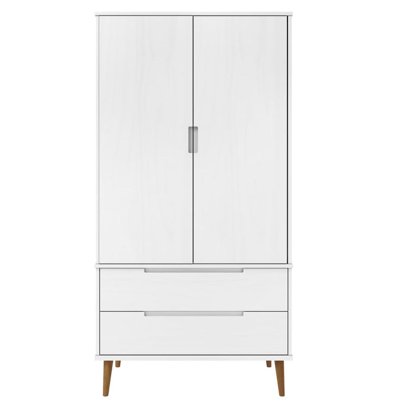 vidaXL MOLDE fehér tömör fenyőfa gardrób 90 x 55 x 175 cm