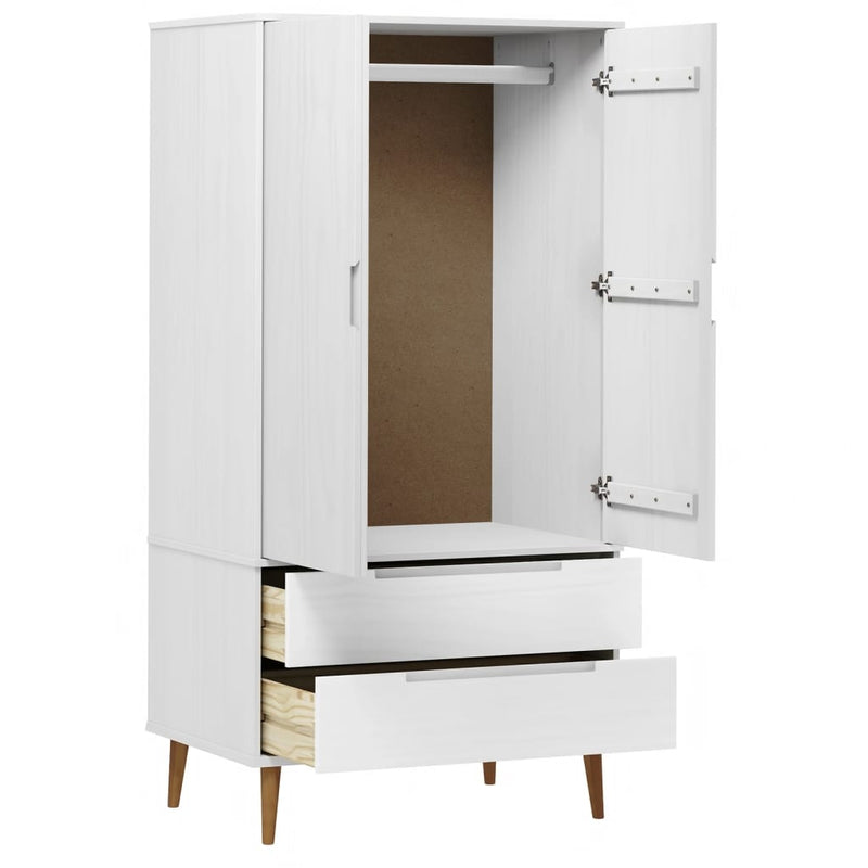 vidaXL MOLDE fehér tömör fenyőfa gardrób 90 x 55 x 175 cm