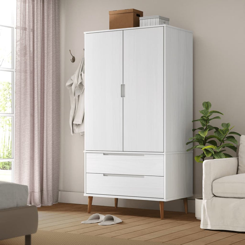 vidaXL MOLDE fehér tömör fenyőfa gardrób 90 x 55 x 175 cm