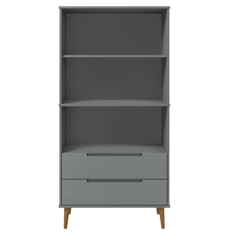 vidaXL MOLDE szürke tömör fenyőfa könyvszekrény 85 x 35 x 170,5 cm