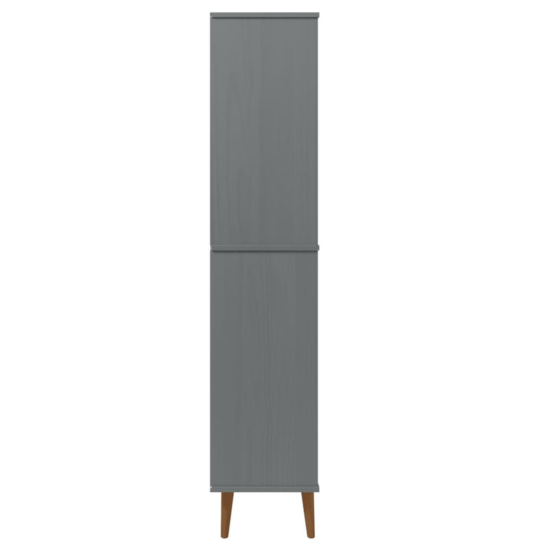 vidaXL MOLDE szürke tömör fenyőfa könyvszekrény 85 x 35 x 170,5 cm