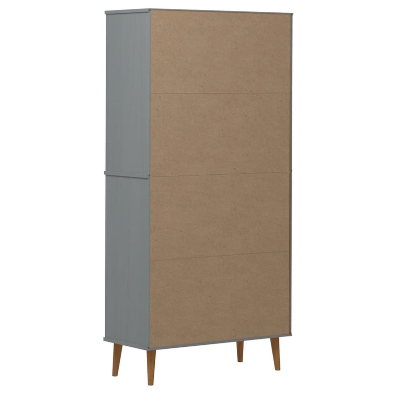 vidaXL MOLDE szürke tömör fenyőfa könyvszekrény 85 x 35 x 170,5 cm