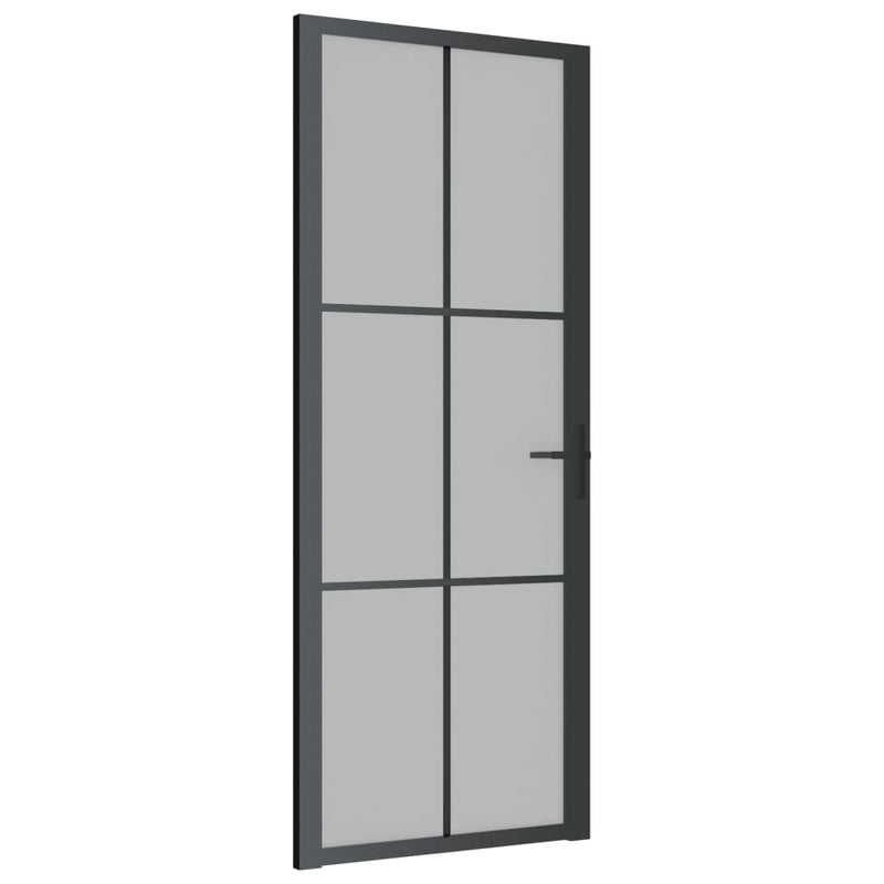 vidaXL fekete matt üveg és alumínium beltéri ajtó 83 x 201,5 cm