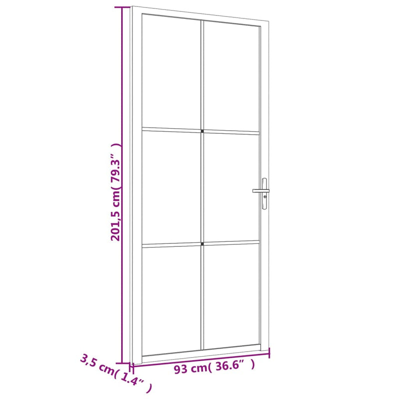 vidaXL fehér matt üveg és alumínium beltéri ajtó 93 x 201,5 cm