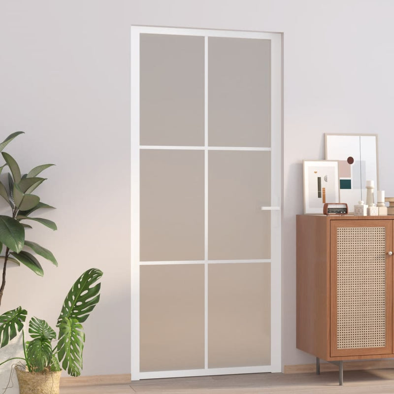 vidaXL fehér matt üveg és alumínium beltéri ajtó 93 x 201,5 cm