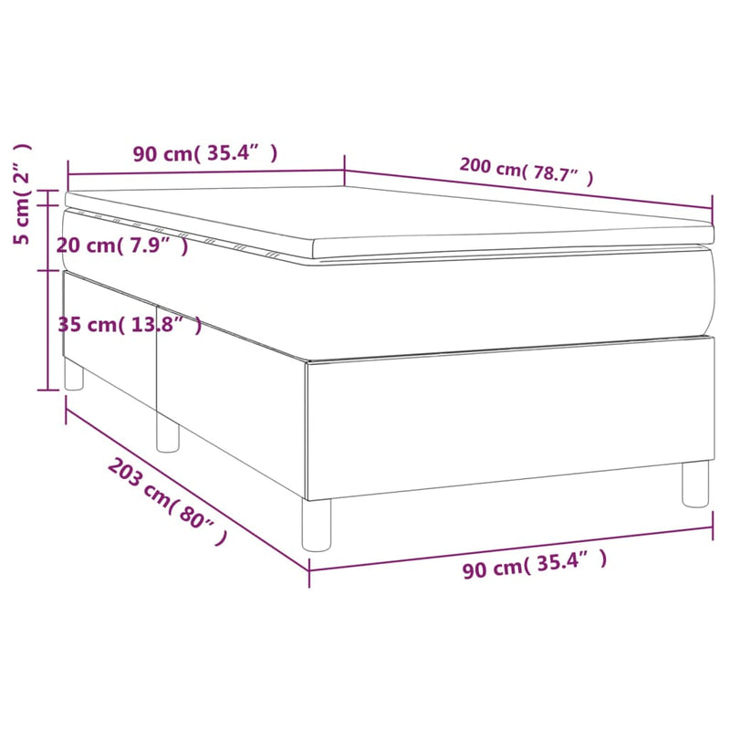 vidaXL sötétszürke szövet rugós ágy matraccal 90 x 200 cm