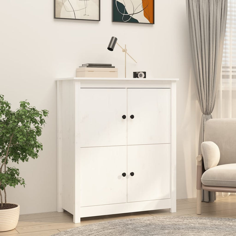 vidaXL fehér tömör fenyőfa tálalószekrény 83 x 41,5 x 100 cm