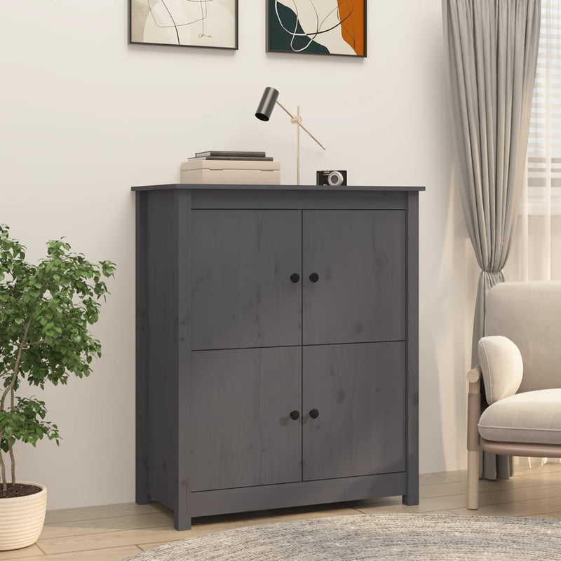 vidaXL szürke tömör fenyőfa tálalószekrény 83 x 41,5 x 100 cm