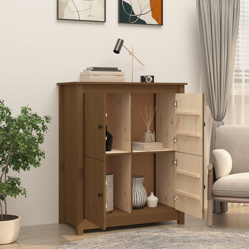 vidaXL mézbarna tömör fenyőfa tálalószekrény 83x41,5x100 cm