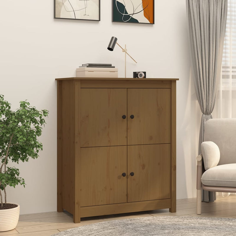 vidaXL mézbarna tömör fenyőfa tálalószekrény 83x41,5x100 cm
