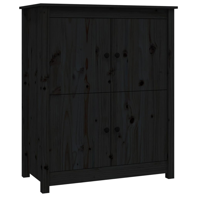 vidaXL fekete tömör fenyőfa tálalószekrény 83 x 41,5 x 100 cm
