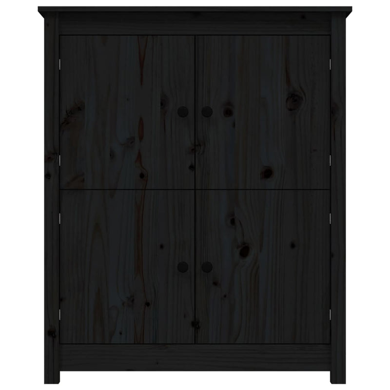 vidaXL fekete tömör fenyőfa tálalószekrény 83 x 41,5 x 100 cm