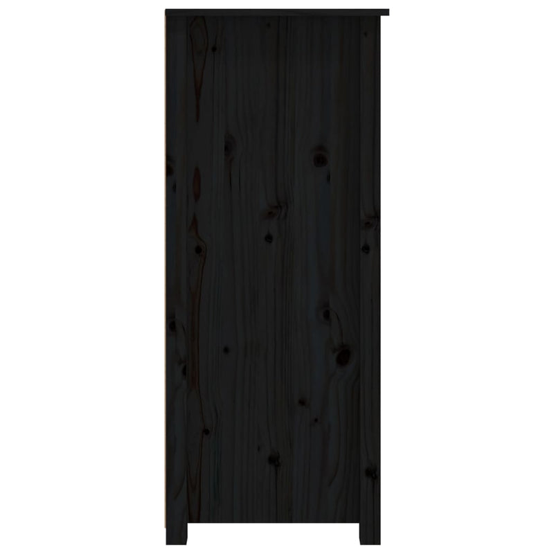 vidaXL fekete tömör fenyőfa tálalószekrény 83 x 41,5 x 100 cm
