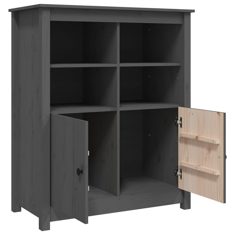 vidaXL szürke tömör fenyőfa tálalószekrény 83 x 41,5 x 100 cm