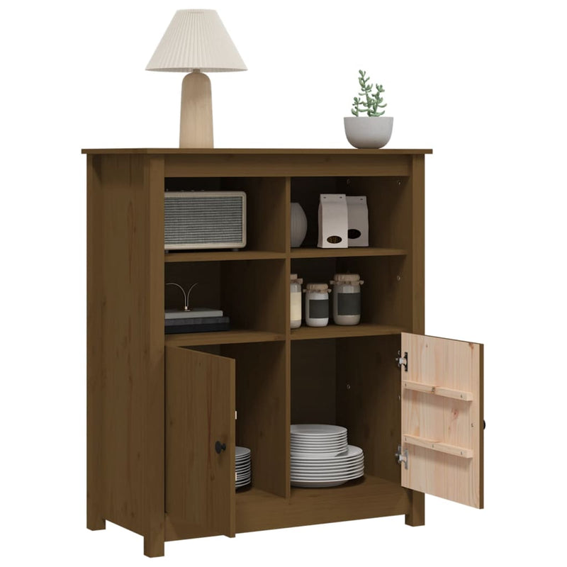 vidaXL mézbarna tömör fenyőfa tálalószekrény 83x41,5x100 cm