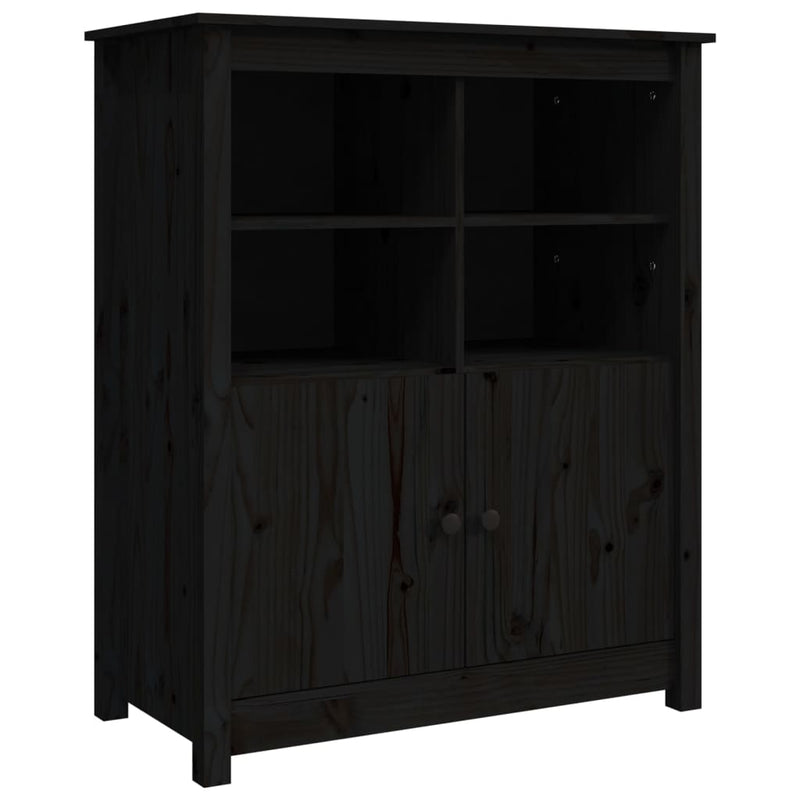 vidaXL fekete tömör fenyőfa tálalószekrény 83 x 41,5 x 100 cm