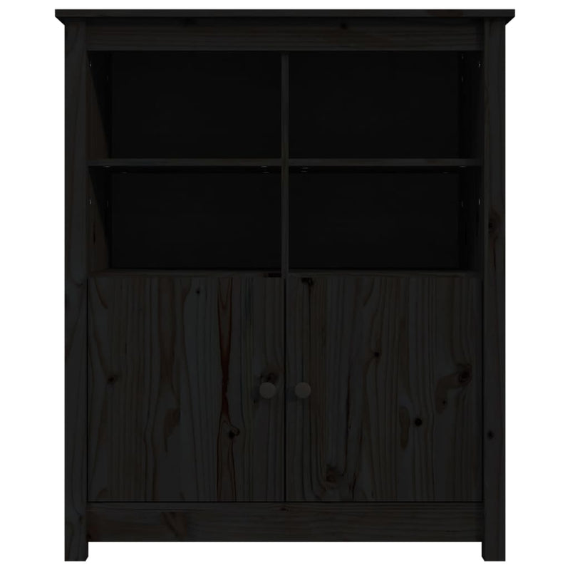 vidaXL fekete tömör fenyőfa tálalószekrény 83 x 41,5 x 100 cm
