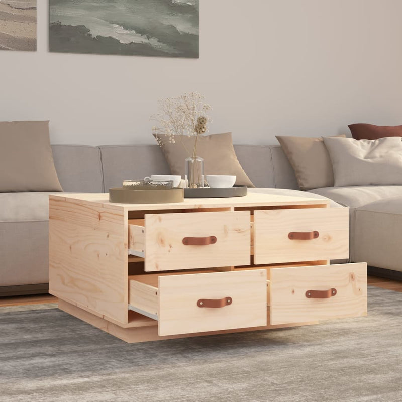 vidaXL tömör fenyőfa dohányzóasztal 80x80x45 cm