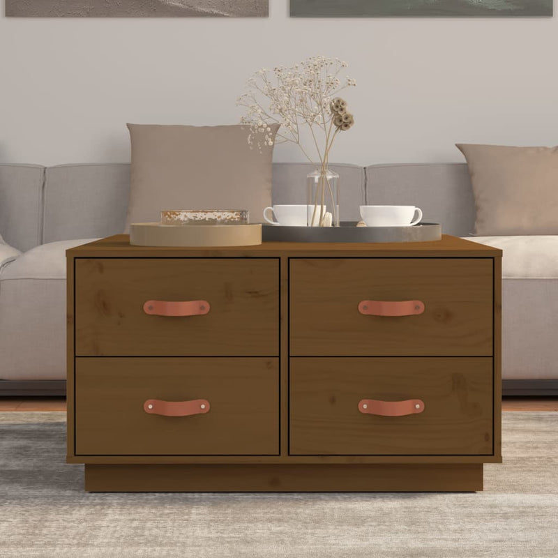 vidaXL mézbarna tömör fenyőfa dohányzóasztal 80x80x45 cm