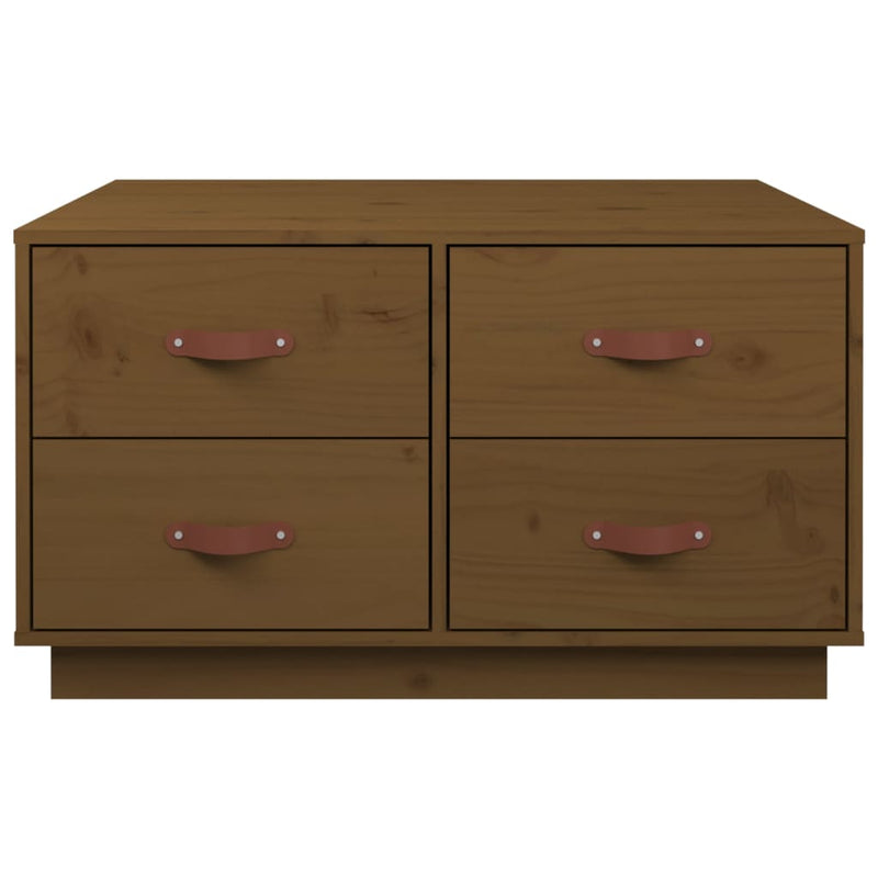 vidaXL mézbarna tömör fenyőfa dohányzóasztal 80x80x45 cm