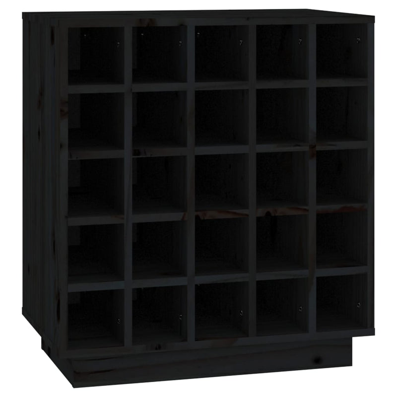 vidaXL fekete tömör fenyőfa borszekrény 55,5x34x61 cm
