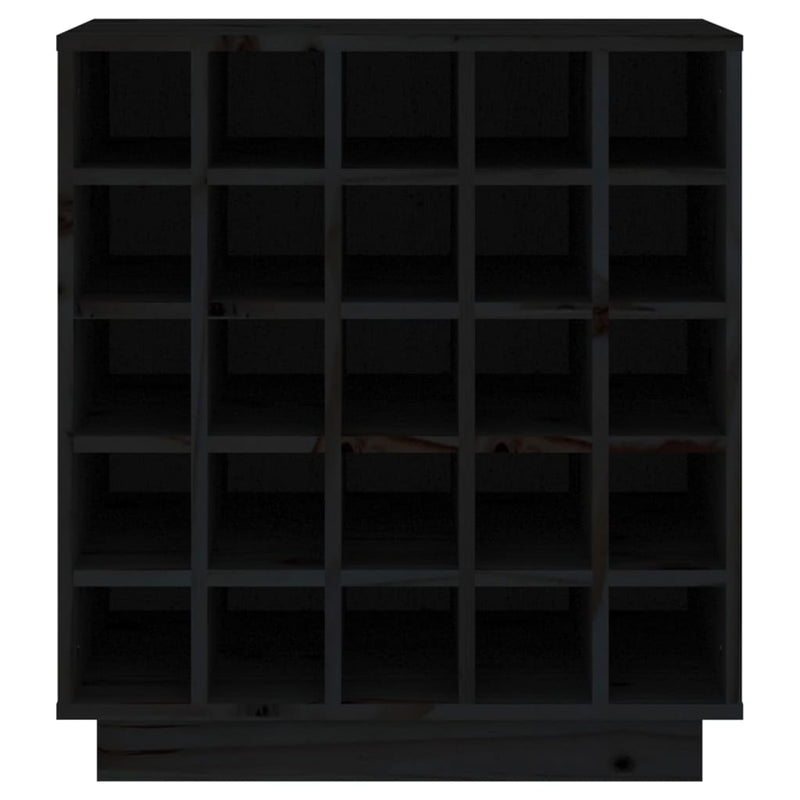 vidaXL fekete tömör fenyőfa borszekrény 55,5x34x61 cm