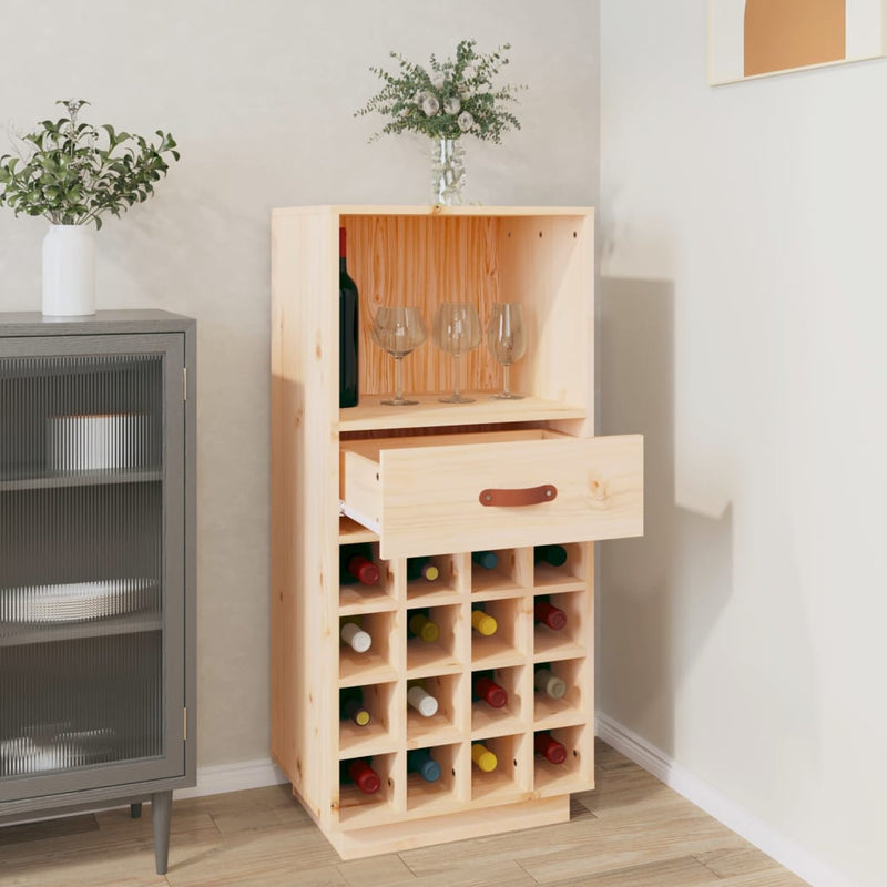 vidaXL tömör fenyőfa borszekrény 45x34x100 cm