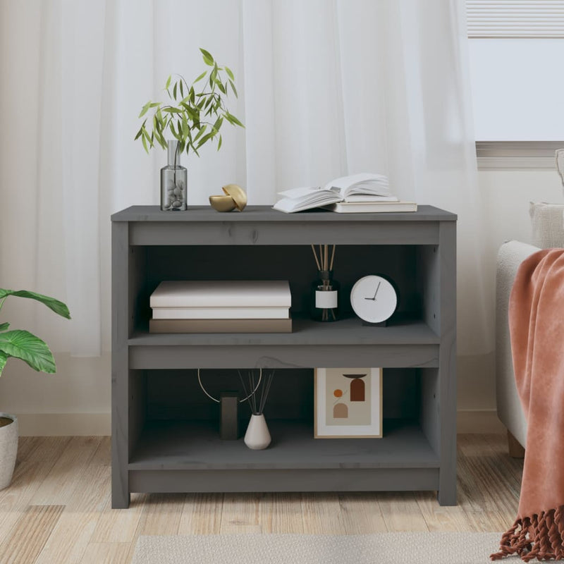 vidaXL szürke tömör fenyőfa könyvszekrény 80 x 35 x 68 cm