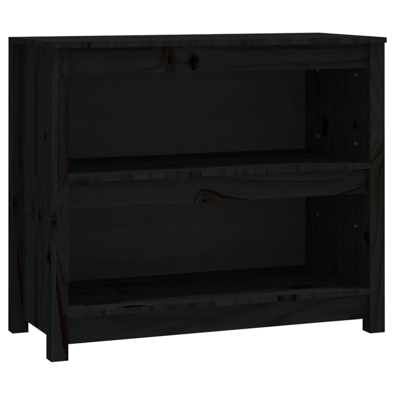 vidaXL fekete tömör fenyőfa könyvszekrény 80x35x68 cm